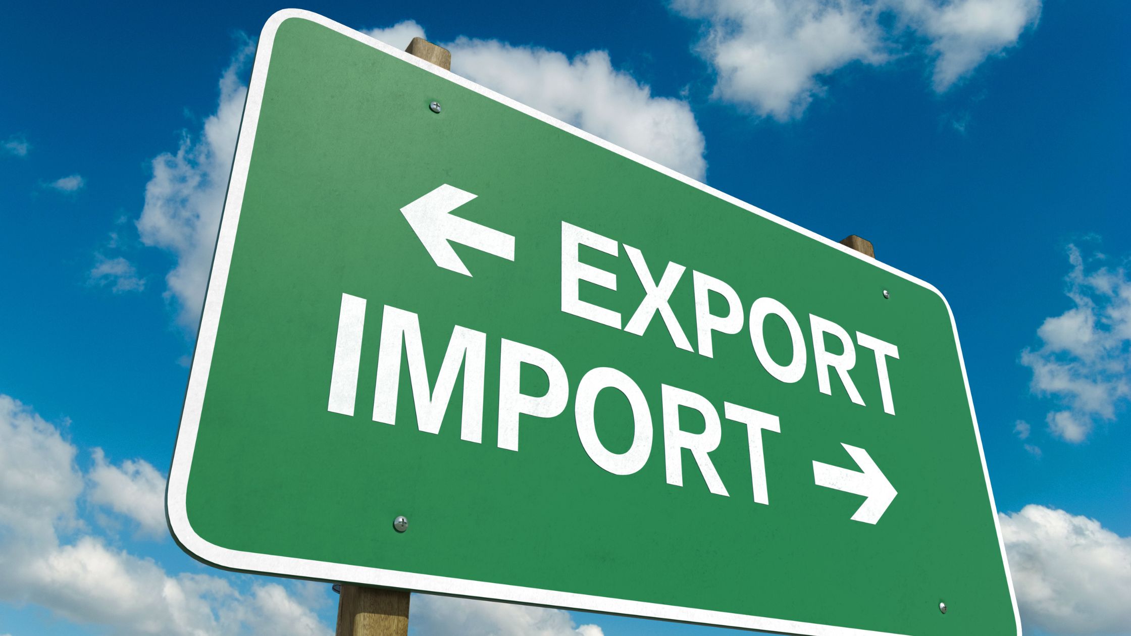 Green sign with import and export relaing to VAT on imports